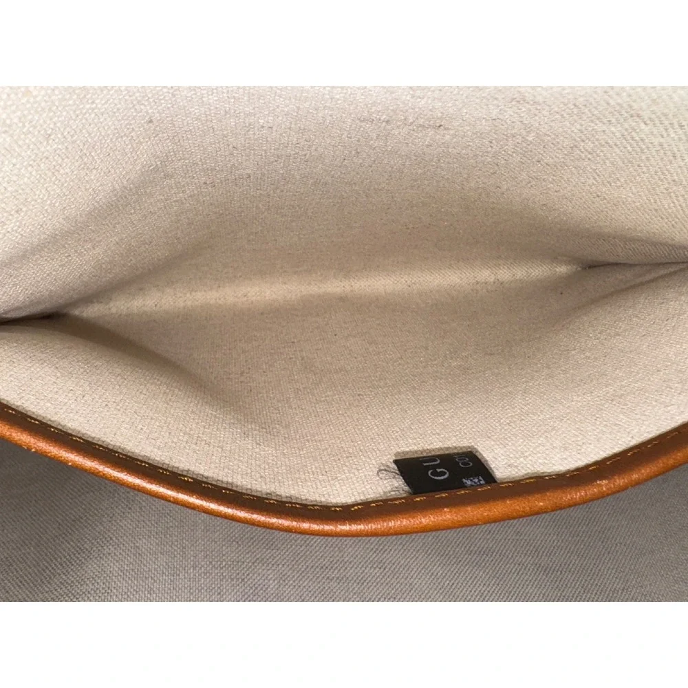 Gucci GG Supreme Tote Bag Monogram Canvas Brown Leather Web Detail 211134